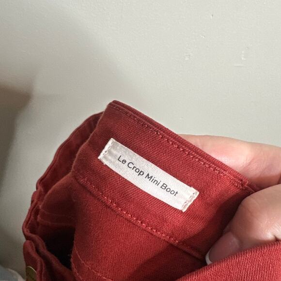 Frame Le Crop Mini Boot Jeans Fired Brick Red Flare High Rise Stretch Denim 25 - Picture 5 of 8